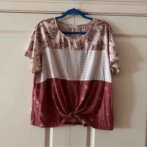 LORALETTE - MULTI PATTERNED FRONT TIE TOP